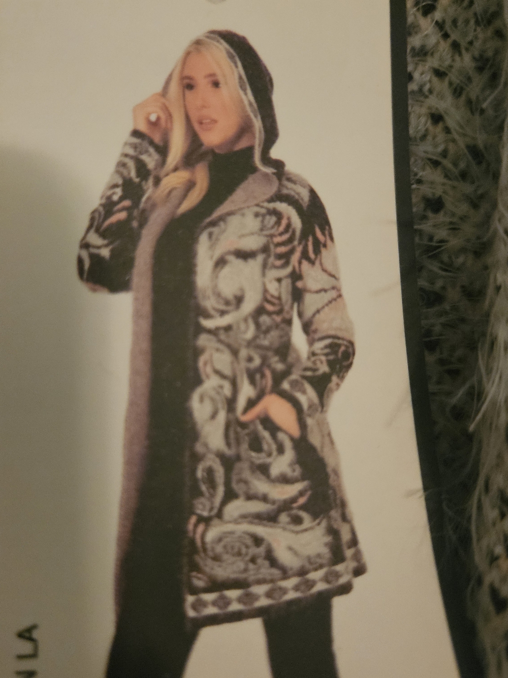 Maxsport Hooded Knit Cardigan in Black and Gray And Pink